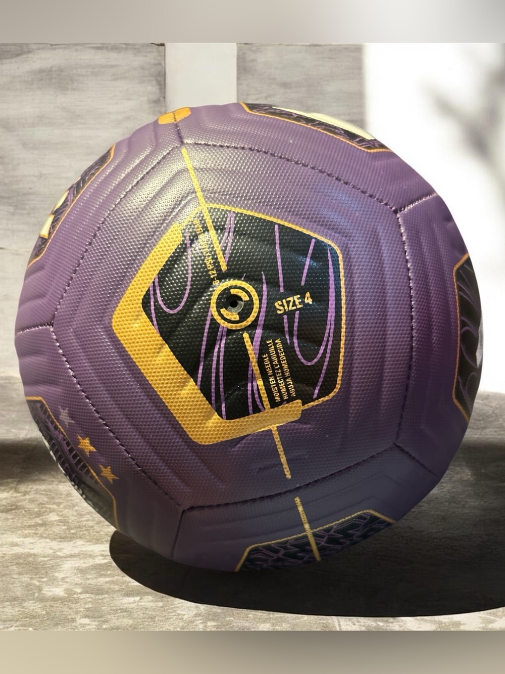 Nike Kylian Mbappe Academy Soccer Ball Purple Gold Size 4 Deflated